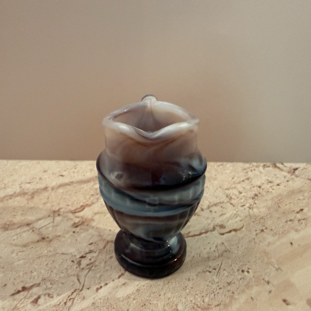 Vintage Imperial Glass Purple Slag Creamer Pitcher Swirl Marlbled Art Glass MCM - Picture 2 of 8